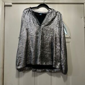 Old Navy Metallic Silver Trim Black Top